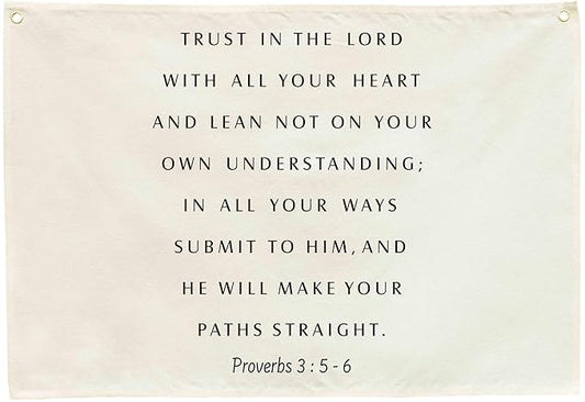 Trust in the Lord Christian Bible Verse Scripture Rectangular Canvas Banner-Flag Poster Wall Sign Decor for Toddler Boy Girl Kids,Nursery Baby Room Bedroom Decor-Baby Shower Birthday Christmas Gift