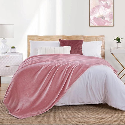 Walensee Fleece Blanket Plush Throw Fuzzy Lightweight (Throw Size 50x60 Blush) Super Soft Microfiber Flannel Blankets for Couch, Bed, Sofa Ultra Luxurious Warm and Cozy for All Seasons