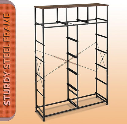 WLIVE Storage Organizer Unit with 13 Fabric Bins, Storage Drawers Organizer with Steel Frame, Tall Storage Tower Organizaton for Living Room, Hallway, Office, Rustic Brown Wood Grain Print