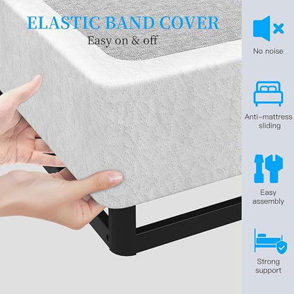 King Box Spring, 9 Inch Metal King Size Box Spring Only, Heavy Duty Metal Frame Mattress Foundation Support for 3000lbs, Easy Assembly, Noise Free, Non Slip