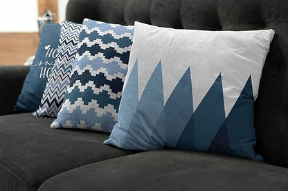 Ambesonne Modern Throw Pillow Cushion Case Pack of 4, Geometric Style Pattern of Triangles Zigzags Love Home Phrase Design, Modern Accent Double-Sided Digital Printing, 20", Petrol Blue and White