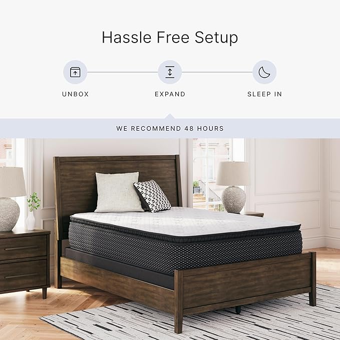 Signature Design by Ashley Limited Edition Pillow Top 13 " Pillow Top Hybrid Mattress with Gel Memory Foam and Edge Support for Cool Sleep and Pressure Relief, King, Fiberglass Free, Mattress In A Box