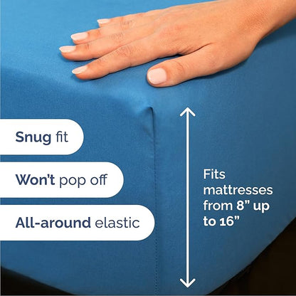 Cal King Sheet Set 6 Piece - Bed Sheets California King Size - Soft Hotel Luxury Bedding - Cooling, Comfy & Breathable - 1 Flat, 1 Fitted & 4 Pillowcases w/ Deep Pockets - Wrinkle Free - Denim Blue