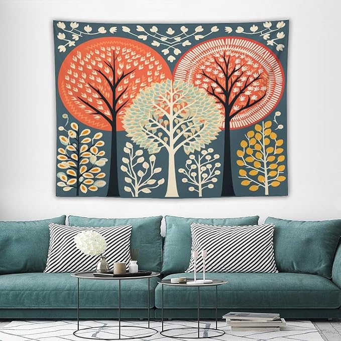 Shabby Chic Trees Tapestries Fall Autumn Tree Tapestries for Bedroom Landscape Tapestry Wall Hanging Decor Tapestry for Bedroom Aesthetic Alt Room 60"x80" Tapestries Winter Snowflake Decorative