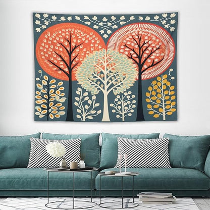Shabby Chic Trees Tapestries Fall Autumn Tree Tapestries for Bedroom Landscape Tapestry Wall Hanging Decor Tapestry for Bedroom Aesthetic Alt Room 60"x80" Tapestries Winter Snowflake Decorative