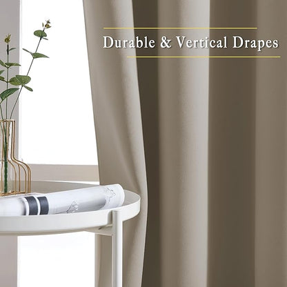 NICETOWN Taupe Blackout Curtains & Drapes - Thermal Insulated Grommet Blackout Light Blocking Room Darkening Window Treatments for Bedroom/Living Room (2 Panels, W46 x L90)