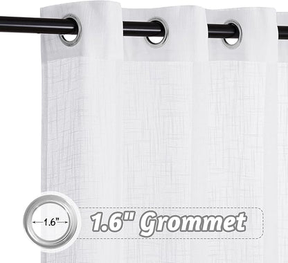RYB HOME Sheer Curtains 63 inch Length 2 Panels - Linen Textured Fabric Semi Transparent Light Filtering Curtains for Living Room Bedroom Office Bathroom, Width 52 x Length 63 inches, 2 Panels