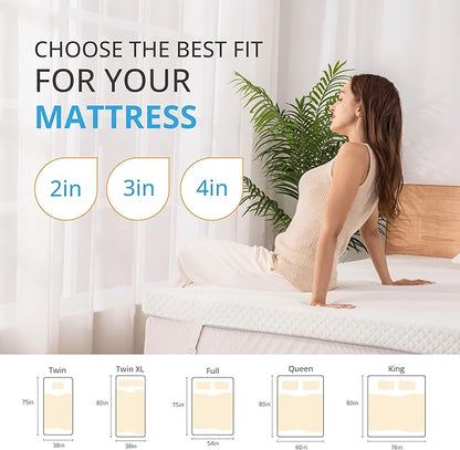 EGO Gel Memory Foam Mattress Topper, 3 Inch King with Removable Breathable Soft Cover, Cooling Bed Topper for Comfort Body Support & Pressure Relief, CertiPUR-US Certified