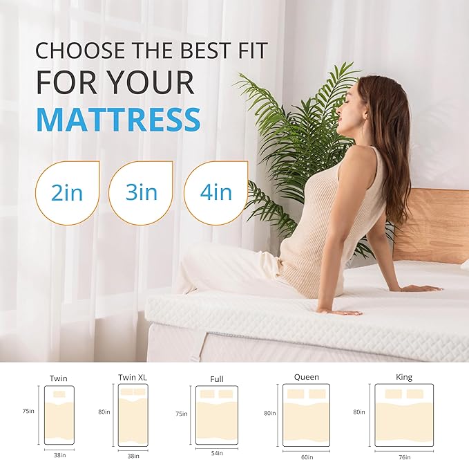 EGO Gel Memory Foam Mattress Topper, 2 Inch Cal King with Removable Breathable Soft Cover, Cooling Bed Topper for Comfort Body Support & Pressure Relief, CertiPUR-US Certified