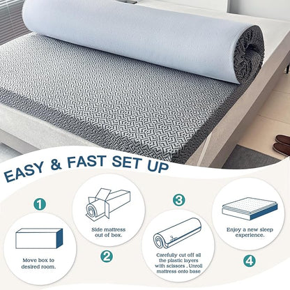Airensky 3 Inch Memory Foam Mattress Topper, Cooling Gel Infused High Density Twin (39"x75") Topper with Removable Skin-Friendly Cover, Bed Topper for Pressure Relief Back Pain, CertiPUR-US Certified