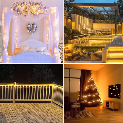 LED Rope Lights Battery Operated String Lights-40Ft 120 LEDs 8 Modes Outdoor Waterproof Fairy Lights Dimmable/Timer with Remote for Camping Party Garden Holiday Decoration(Warm 1 Pack)