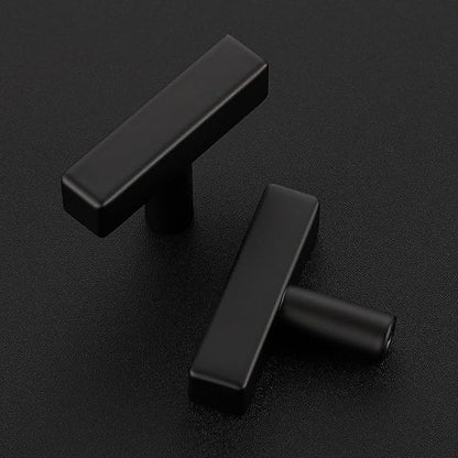 5 Pack Black Cabinet Knobs - Sqaure Bar Cabinet Pulls Matte Black Knobs for Kitchen Drawer Stainless Steel Dresser Pulls for Kitchen Hardware 2in Length Single Hole