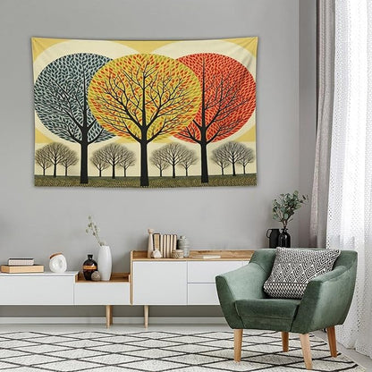 Shabby Chic Trees Wall Tapestries Autumn Nature Forest Wall Hanging Wall Tapestry Aesthetic Landscape Tapestry Wall Hanging for Dorm Living Room 40"x60" Tapestries Winter Snowflake Decorative