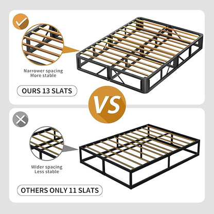 MAF 5 Inch Twin XL Box Spring and Cover Set, Low Profile Metal Box Spring 3500 lbs Black Heavy Duty Metal Mattress Foundation with BoxSpring Cover, No Squeaky, Easy Assembly