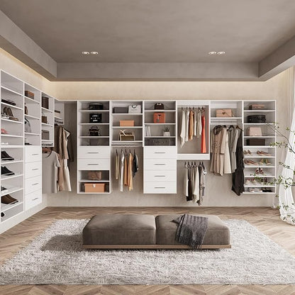 ROOMTEC 31.5" Medium Hanging Closet Unit, Modular Closet System with Hanging Rod, Wardrobe Organizer for Bedroom or Walk-in Closet, Wall Mounted, Customizable Clothes Storage Unit, White