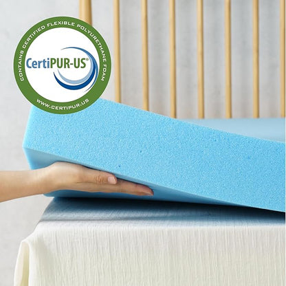 ZINUS 3 Inch Green Tea Cooling Gel Memory Foam Mattress Topper, Smaller, More Convenient WonderBox Packaging, Cooling Gel Foam, CertiPUR-US Certified, King