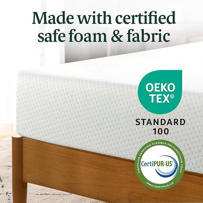 ZINUS 8 Inch Full Green Tea Memory Foam Mattress [New Version], Fiberglass free, Medium Firm Feel, Zoned Pressure Relief, Certified Safe Foams & Fabric, Mattress in A Box