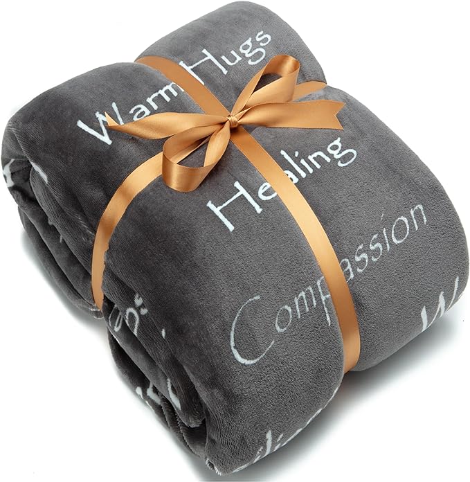 Chanasya Premium Sympathy Warm Hugs Gift Throw Blanket - Healing Gift Cancer Chemo Survivor Get Well Caring Gifts - Comfort Gift Blanket for Love Support Strength - Women Men Friend Grandpa - Gray