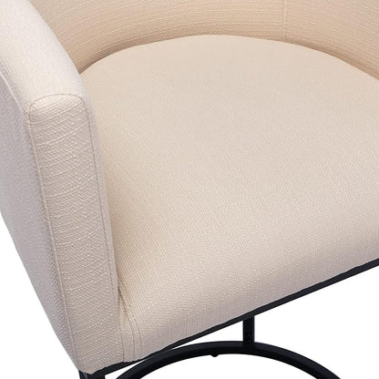 Modern Counter Height Linen Upholstered Bar Stools Set of 2, 29" Kitchen Counter Island Stools Bar Chairs with Black Metal Frame for Kitchen Island, Cream