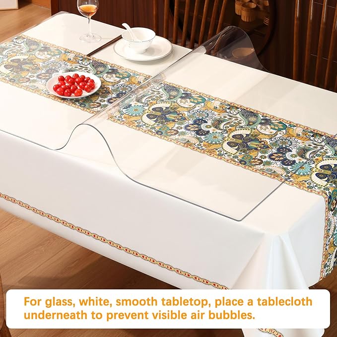 1.5mm Thick 28 x 42'' Clear Plastic Table Protector for Dining Room Waterproof PVC Table Tablecloth Cover Vinyl Desk Pad Mat Wood Furniture Coffee Glass End Hallway Table Top Surface Protection Liner