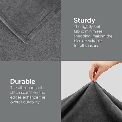 Utopia Bedding Fleece Blanket Twin Size Grey 300GSM Luxury Anti-Static Fuzzy Soft Microfiber Bed Blanket (60x80 Inch)