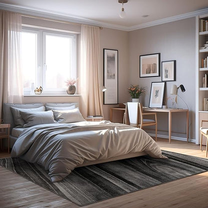 RUG BRANCH New Zealand Plush 5' x 8' (5'3" X 7'5") Scandinavian Indoor Area Rug, Contemporary, Grey Black - Living Room, Bedroom, Dining Room, and Kitchen