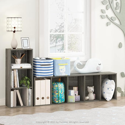 Furinno LUDER Book Shelf, 5-Tier Bookshelf, Bookcase, 9.4" x 15.8" x 52", for Living Room, Bedroom, Home Office, French Oak