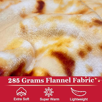 Jorbest Burritos Tortilla Throw Blanket Birthday Gifts for Adult and Kids, Realistic Tortilla Food Blanket Funny Gifts for Women Men Teen Mom Dad, 285 GSM Soft Flannel Taco Blanket (Tan, 71 inches)