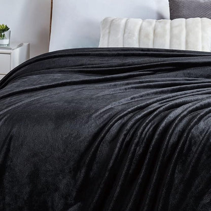 Walensee Fleece Blanket Plush Throw Fuzzy Lightweight (Twin Size 60x80 Black) Super Soft Microfiber Flannel Blankets for Couch, Bed, Sofa Ultra Luxurious Warm and Cozy for All Seasons