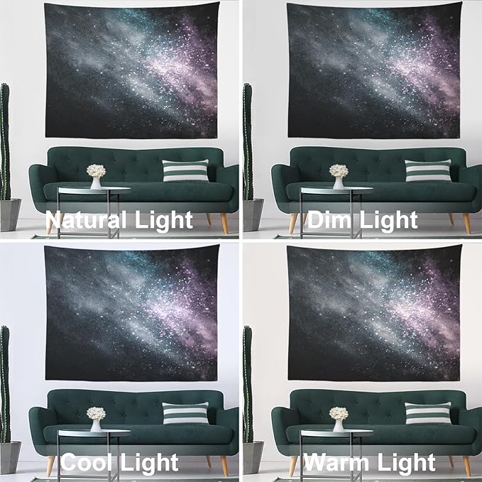 Batmerry Cosmic Dust Starry Expanse Tapestry, Nebula Like Dark Cosmos Wall Art Hanging Decoration Polyester Fiber White Ruffled Around for Dorm Room Bedroom Living Room, 51.2x59.1 inches