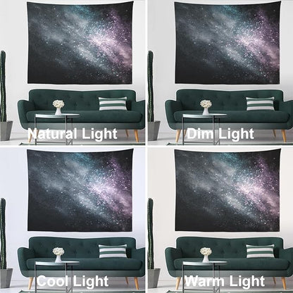 Batmerry Cosmic Dust Starry Expanse Tapestry, Nebula Like Dark Cosmos Wall Art Hanging Decoration Polyester Fiber White Ruffled Around for Dorm Room Bedroom Living Room, 51.2x59.1 inches