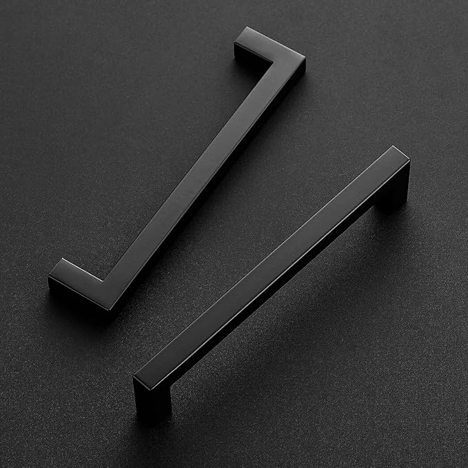 Ravinte 30 Pack 6-1/4 Inch Kitchen Square Cabinet Handles Matte Black Stainless Steel Drawer Pulls Hardware
