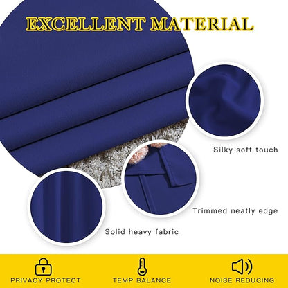 NICETOWN Bedroom Blackout 110 inch Curtains for Sliding Glass Door, Grommet Thermal Insulated Solid Window Treatments Sound Reducing for Living Room, W66 x L110, Navy Blue, Set of 2
