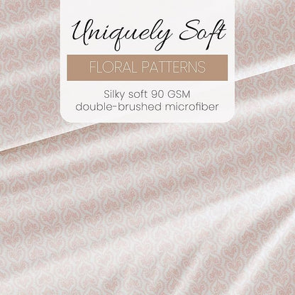 Linen Market 4 Piece King Sheet Set - Breathable, Double-Brushed Patterned Cooling Sheets – Oeko-TEX Certified Ultra Soft & Wrinkle-Free 16" Deep-Pocket King Sheets - Easy Care Classic in Pink