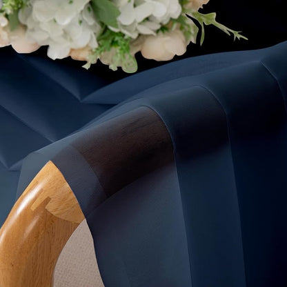 Chyhomenyc Sheer Curtains 72 Inch Length Set of 2, Rod Pocket Voile Drapes for Living Room, Bedroom, Window Treatments Semi Sheer Curtain Panels for Yard, Patio, Villa, Parlor, 42Wx 72L, Navy Blue