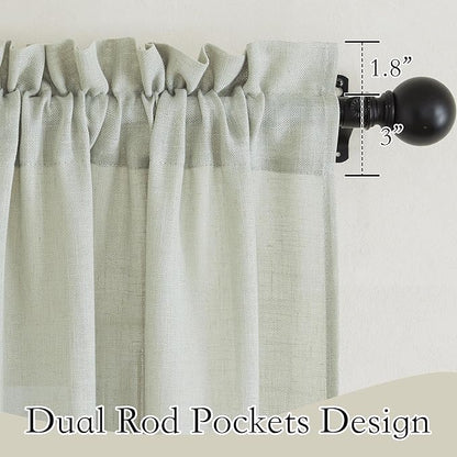 RYB HOME Sage Green Linen Sheer Curtains 84 inches Long, Linen Blend Semi Sheer Light Filtering Privacy Protected Curtain Panels for Living Room, 52 x 84 inch, Rod Pocket, 2 Panels Set