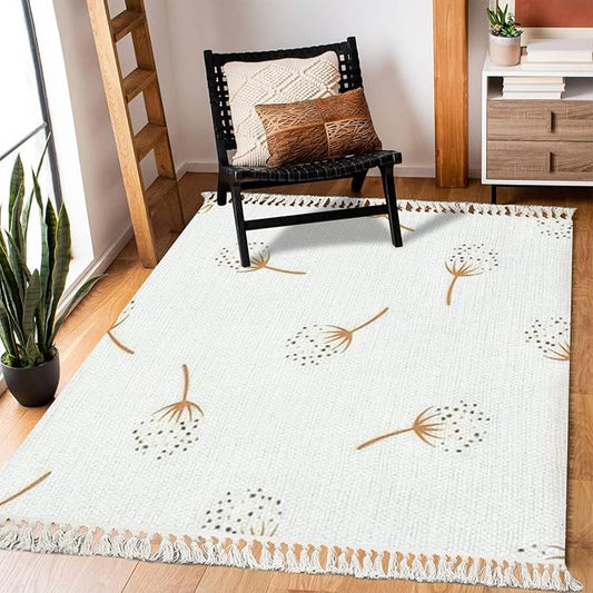 Boho Rug Gender Neutral Baby Floral Whimsical Earthy Scandinavian Chic Area Rug Washable Hallway Runner Rug Mat Pad Minimalist Nursery Decor for Living Room Bedroom Playroom Classroom