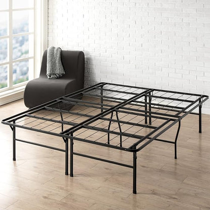 Best Price Mattress 18 Inch Metal Platform Beds w/ Heavy Duty Steel Slat Mattress Foundation (No Box Spring Needed), Black