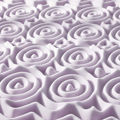 Mellow 3 Inch 5-Zone Memory Foam Mattress Topper, Soothing Lavender Infusion, Dorm Essentials, Queen