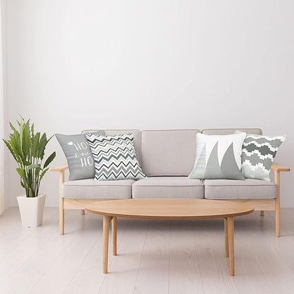 Ambesonne Modern Throw Pillow Cushion Case Pack of 4, Geometric Style Pattern of Triangles Zigzags Love Home Phrase Print, Modern Accent Double-Sided Digital Printing, 20", Pale Grey White and Dimgray
