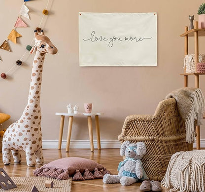 Nursery Banner Wall Decor-Boho Hanging Banner Pennant Poster Flags-for Baby Boy Girl Room Home Playroom Dorm Classroom-Baby Present Shower Birthday Christmas-Love You More-28.5x20 Inches