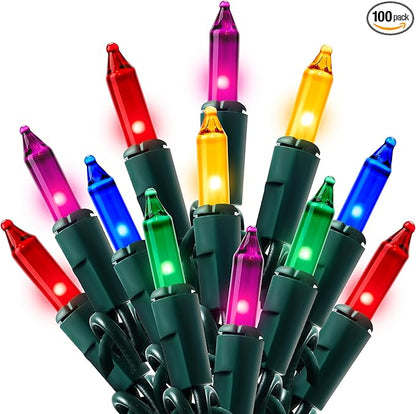 Joiedomi Multicolor Christmas String Lights,100 Count 21.4FT Christmas Fairy Tree Lights Plug in for Indoor Outdoor Xmas Decorations Patio Holiday Theme Party Yard House,Green Wire