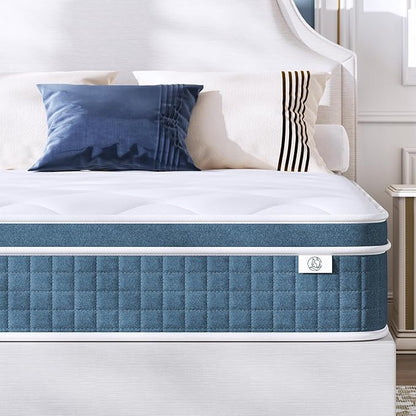 koorlian Twin Mattress 10 Inch, Hybrid Twin Size Mattress in a Box, Twin Bed Mattress with Individual Pocket Springs and Pressure-Relieving Memory Foam, Breathable, Medium Firm Mattress 75"x39"x10"