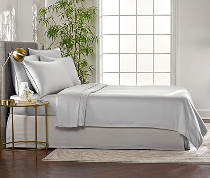 Full Sheets by Pure Bamboo, Genuine 100% Organic Viscose Derived from Bamboo Bed Sheet Set, Luxuriously Soft & Cooling, Double Stitching, Lifetime Quality Promise (Full, Silver Pearl)