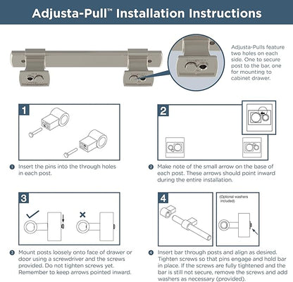 Franklin Brass Adjusta-Pull (5-Pack) Adjustable Drawer Pulls | Fits 1-3/8 to 4 Inch Hole Centers | Champagne Bronze Cabinet Handles| Square Bar P44367-CZ-B