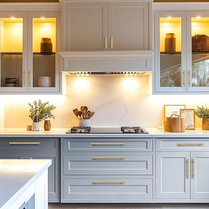 JOY DECOR 45 Pack Cabinet Handles, Gold Cabinet Pulls, 4 in Hole Center Kitchen Cabinet Handles, Stainless Steel T Bar Handles for Dresser Drawers