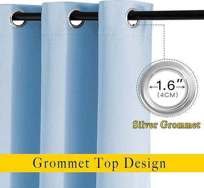 NICETOWN Blue Blackout Curtains 84 inch Length 2 Panels, Grommet Thermal Insulated Window Treatments Light & Sound Reducing Drapes for Living Room/Bedroom, W46 x L84
