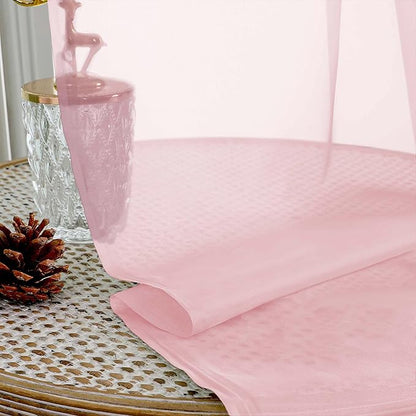 OVZME Blush Pink Bedroom Curtains 96 Length for Farmhouse, 59 Inch Extra Wide Light Filtering Voile Drapes Light Airy Window Decor for Patio Door Living Room Bedroom Dining, 59Wx96L Inches