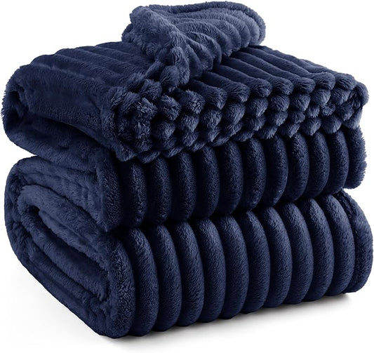 Bedsure GentleSoft Blue Fleece Blanket for Couch - Cozy Soft Blankets for Women, Cute Small Throws for Girls, 108x90 Inches
