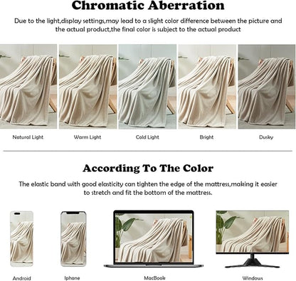 NEWCOSPLAY Super Soft Throw Blanket Linen Premium Silky Flannel Fleece Leaves Pattern Lightweight Bed Blanket All Season Use (Linen, Throw(50"x60"))
